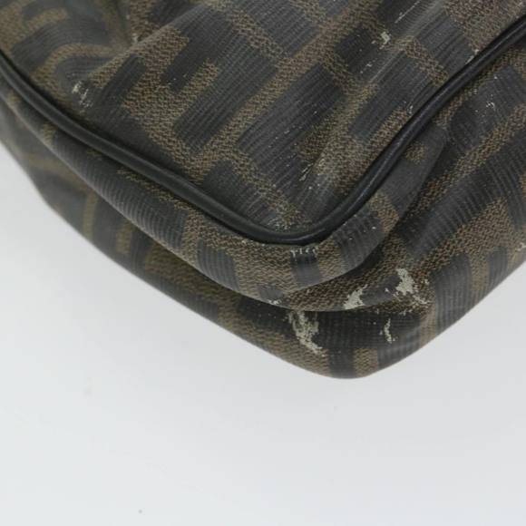 FENDI Zucca Canvas Shoulder Bag Coated Canvas Brown Auth bs9073 - Picture 9 of 16